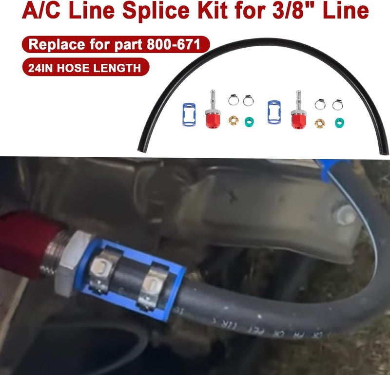 mooncar 800-671 A/C Line Splice Kit With No.6 Hose For 3/8'' Hose to Hard Lines Repair,A/C Air Conditioning Repair Splice Connector Kit - Image 2